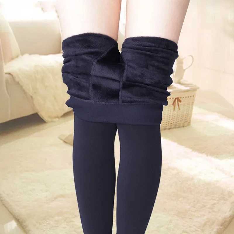 Female Elastic Sexy Winter Warm Women Translucent Pantyhose Thermal Leggings Fleece Thermal High Waist Slim Thicken Tight PantsX24