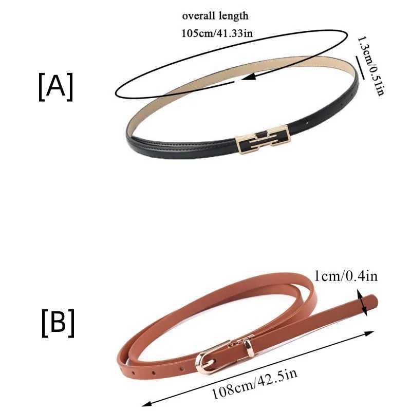 Ladies Trouser Dress Decoration Waistband Fashion Leather Thin Belt Golden Metal Buckle Adjustable Waist Strap All-match 1PcsX240914
