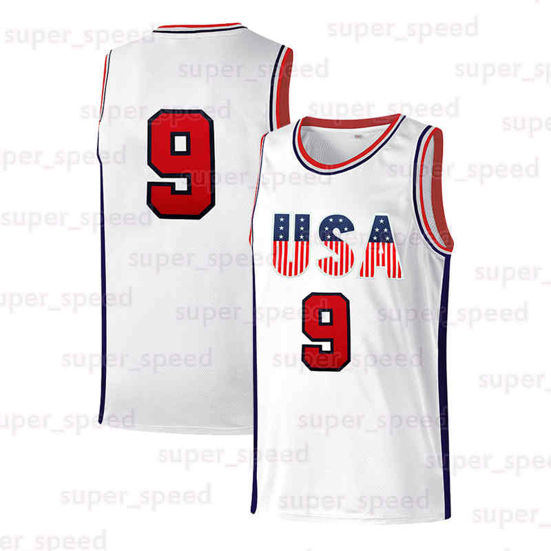 Men's 9 Embroidered Basketball Jersey White America Flag Breathable Sleeveless Crew Neck Top for Men Loose Fit Slight Stretch Polyester Fabric Ca