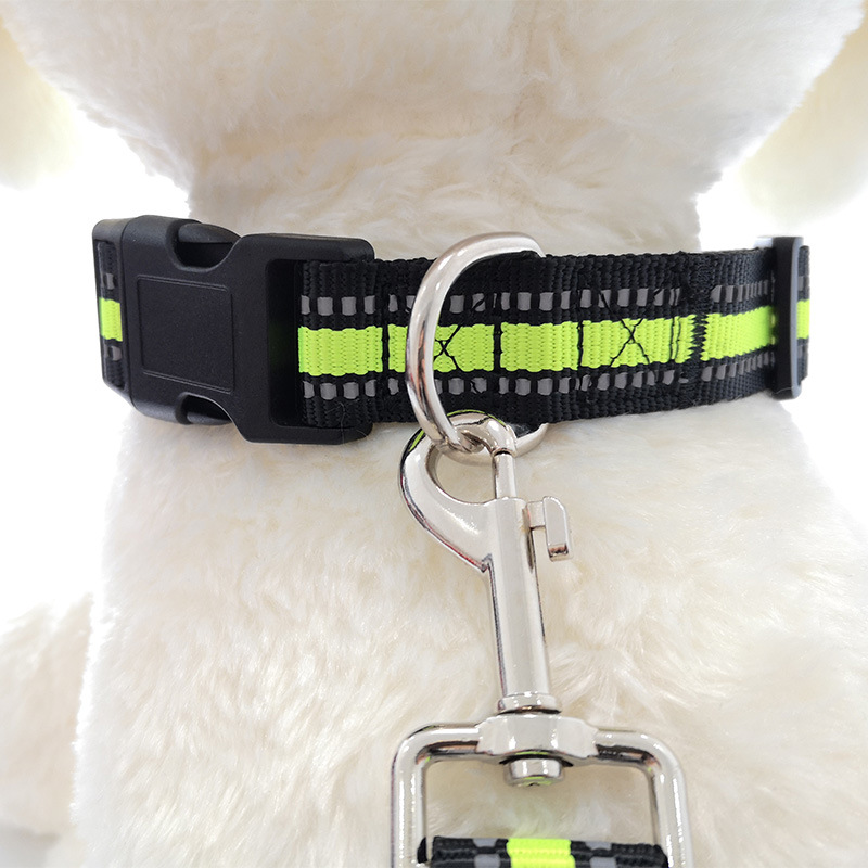 Dog Collar Night Reflective Dog Collar Pet Supplies Puppy Cat Collar Nylon Adjustable with Metal D Ring Durable Pet Accessories