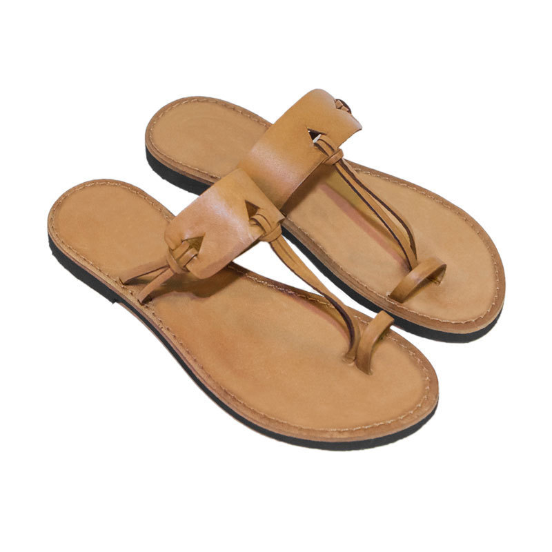 PU Leather Men Flip Flops 2024 Summer Flat Shoes Outside Beach Sandals Cool Female Soft Sole Slides Casual Couple Shoes Clip Toe - view 5