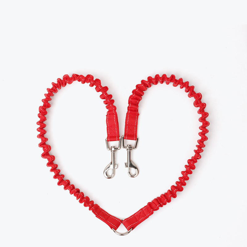 Two Dog Lead,2 In 1 Upgraded Double Dog Leash Attachment Shock Absorbing Bungee No Tangle Training Splitter for Medium Large Dog