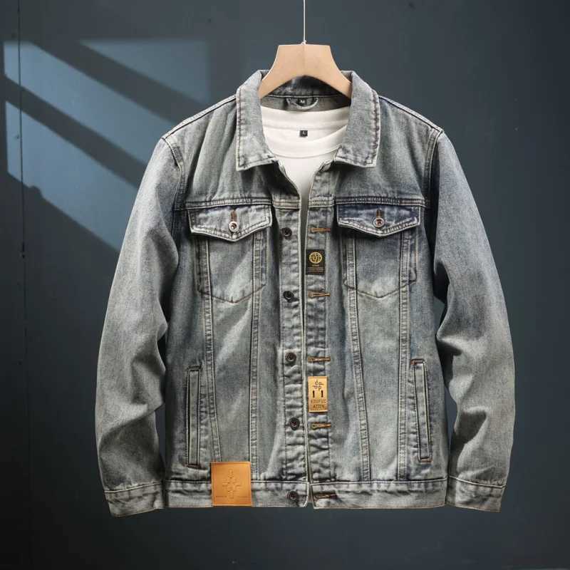 2024 Autumn Winter Denim Jacket Mens Retro Nostalgic Printed Fashion High end Jacket Loose Trendy Motorcycle Casual Jacket W240914