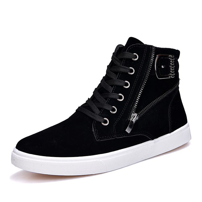 Spring New Martin Boots Belt Buckle Trendy Board Korean High Top Casual Men's Shoes