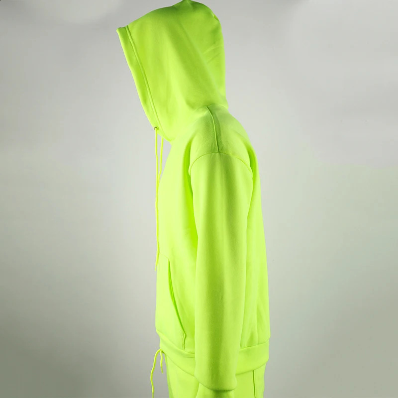 mens clothing 2 sets of fashionable hoodiespants sportswear spring and autumn neon green hoodies sports pants 240914