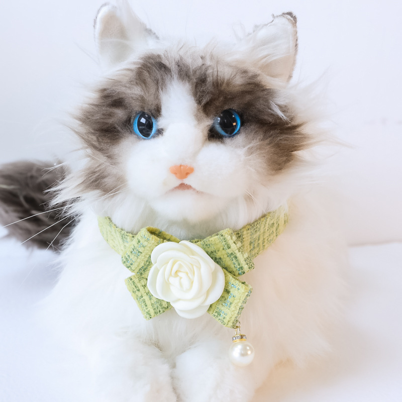 Adjustable Cat Collar,Pet Collars Small Cat Dog Ornament Lace Bow Knot Pearl Scent Rose Ornament Cat Collar for Cats and Puppies