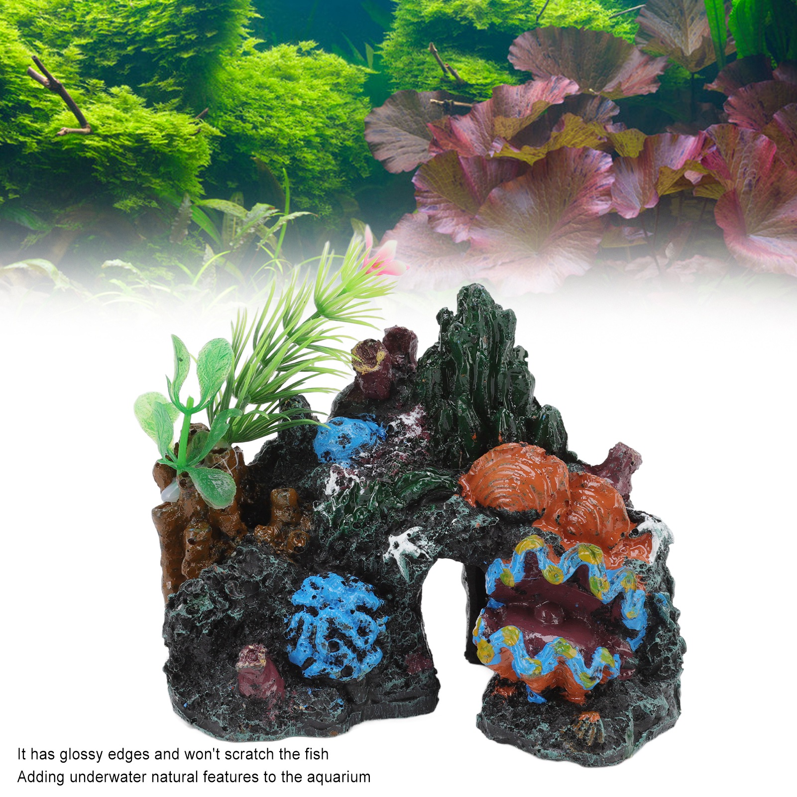 Resin Coral Aquarium Decoration, Fish House, Sleep Rest, Hide and Play