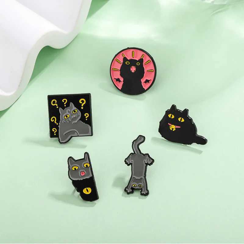 Stylish and Adorable Cartoon Cat Oil Drop Lapel Brooch Pin for Denim Bags - A Fashionable Gift for Men and Women Perfect JewelX240914