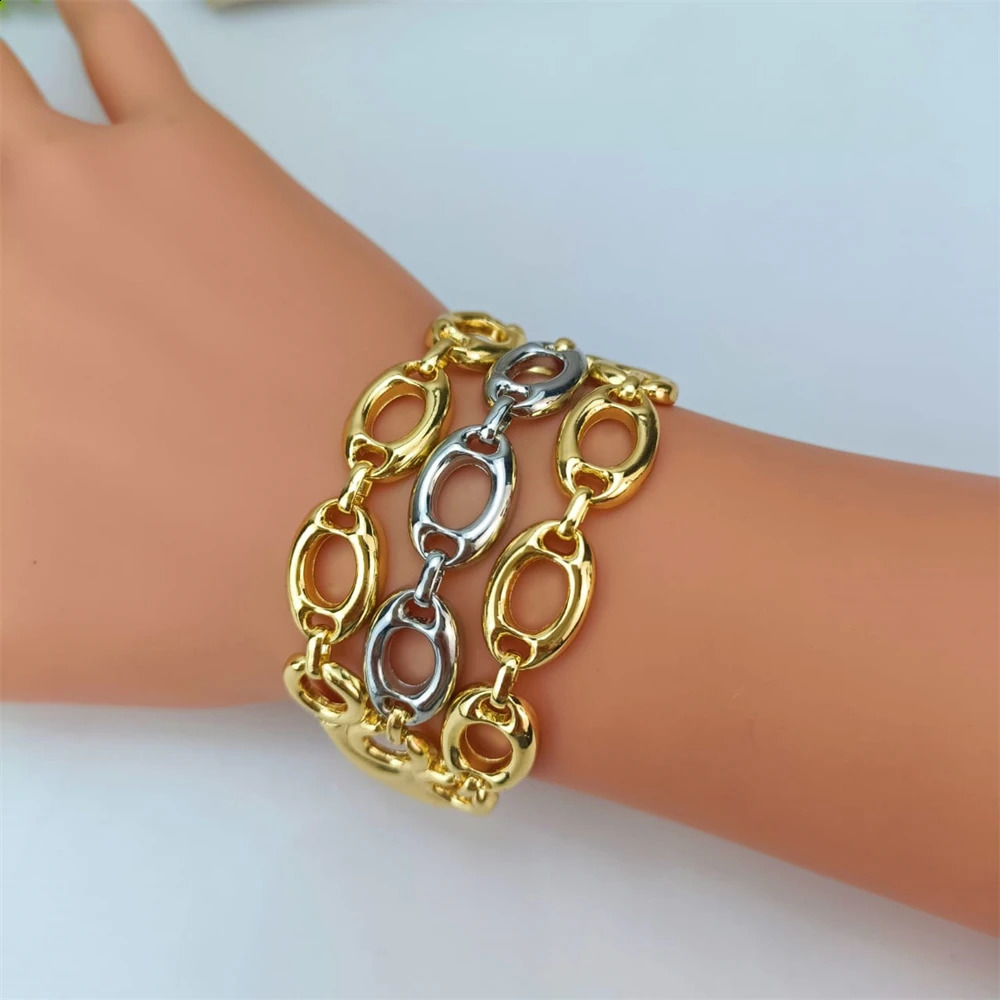 EMMA Multi Chain Dubai Jewelry Set Womens Wedding Bridal Travel Necklace Earrings Bracelet Party Jewelry 240906