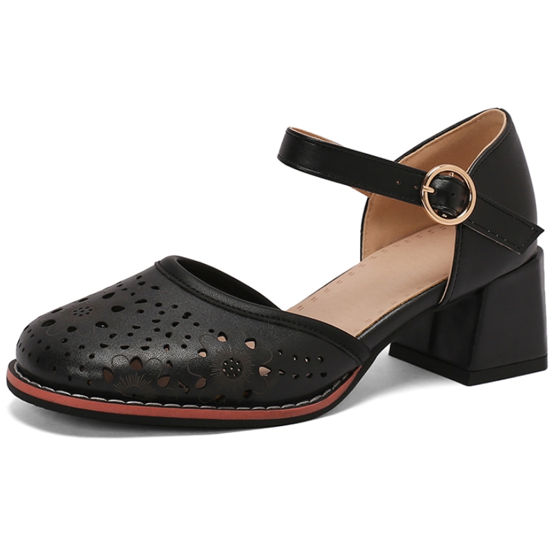 2025 new Sandals Summer for Women Short Heels Flip ps Casual Large Size Ankle Straps Black White Red Dance Party Shoes Ladies b2a7 Stra