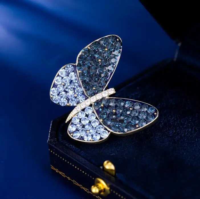 Luxury Butterfly Rhinestones Brooch For Women Fashion Enamel Pins Elegant Clothing AccessoriesX240914