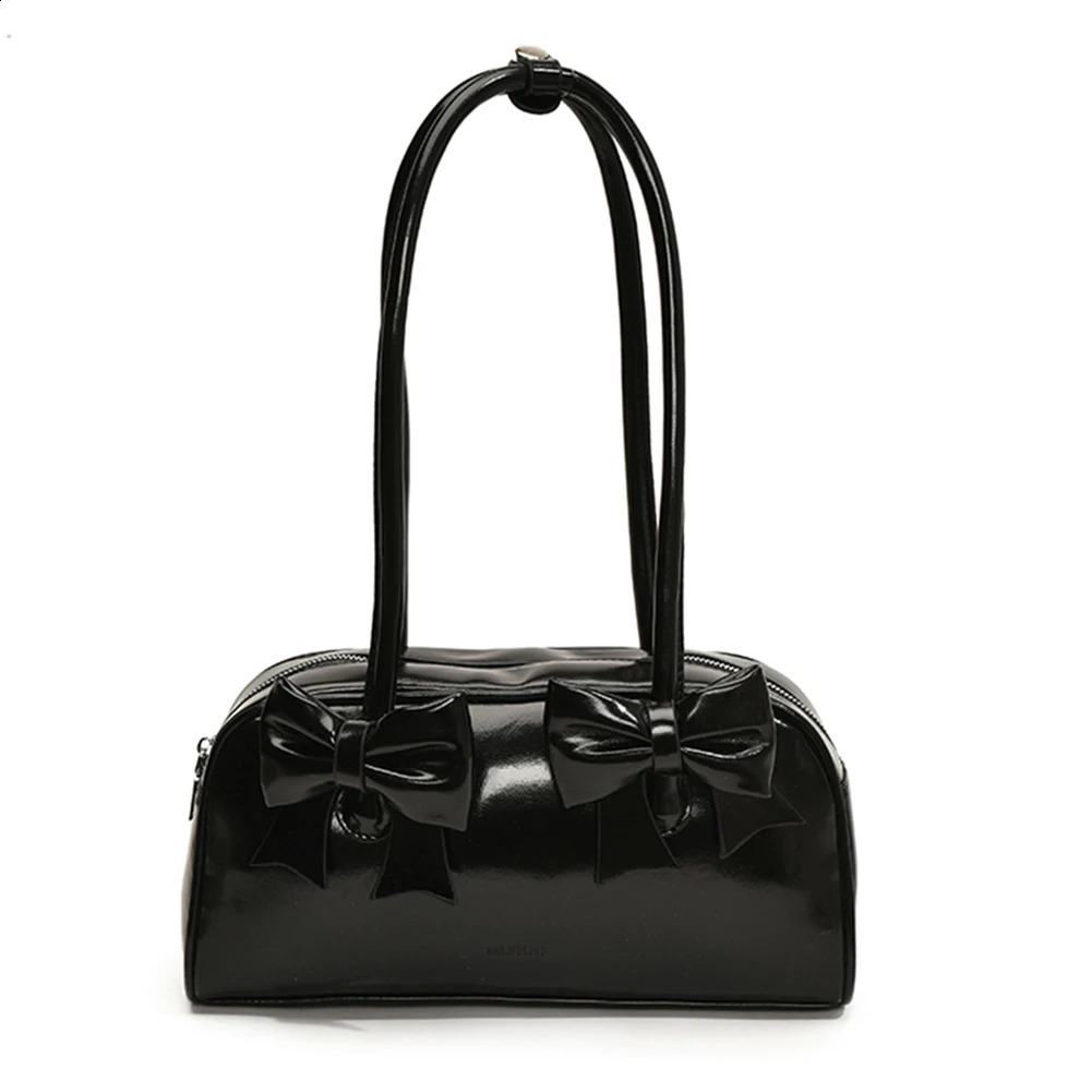 Women Crossbody Bag Bowknot Pu Leather Handbag Trendy Hobo Solid Color Shopping 240723