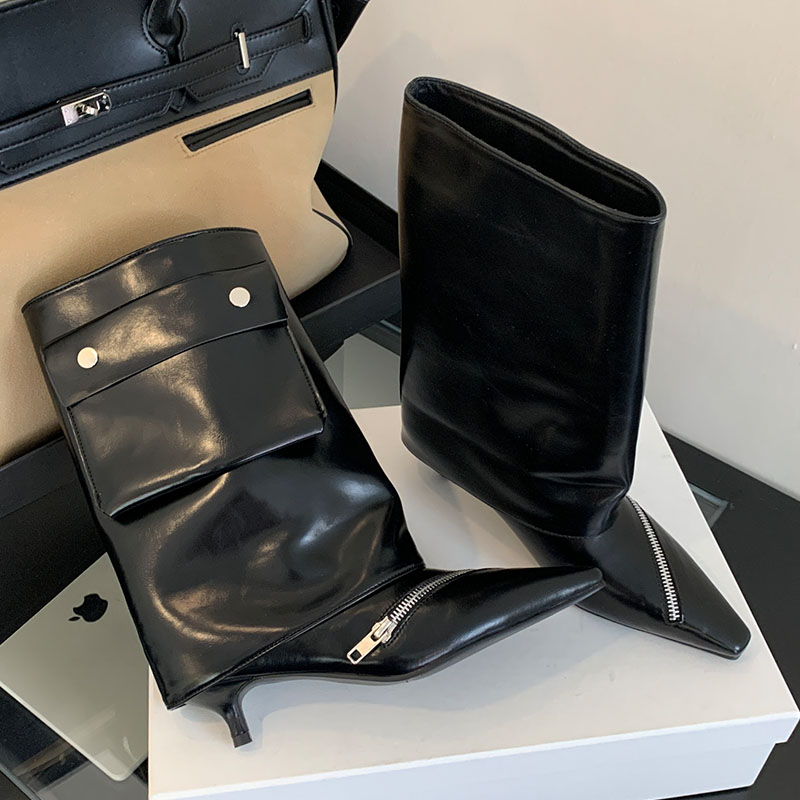 New Footwear Designer Zippers Western Women Short With Low Heels Fashion Ladies Modern Ankle Boots Female Slip On Shoes