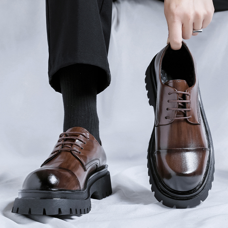 Men Black Platform Classic Fashion Lace up Increase Business Office Dress Leather Shoes 0d00