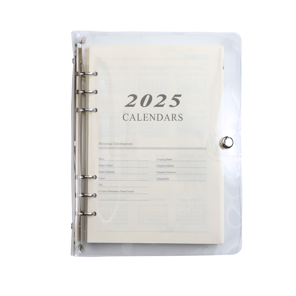 2025 calendar loose-leaf book, imitation leather cover multi-functional plan book