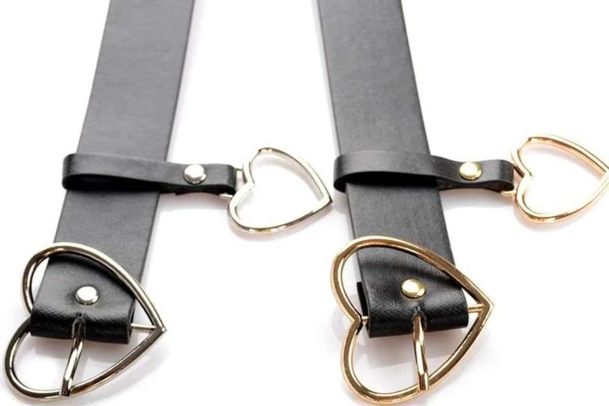 Heart Ring Buckle Belt Adjustable PU Leather Belt with Heart Shaped Metal Buckle Wide Black WaistbandX240914