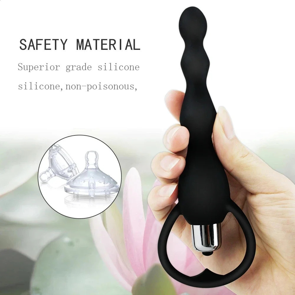 Vibration anal plug prostate massage soft bead buttock massager 240914