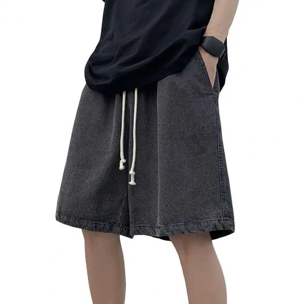 Elastic Waistband Shorts Loose Fit Shorts Elastic Waistband Mens Denim Shorts Adjustable Drawstring Casual Loose Fit with for AX240914