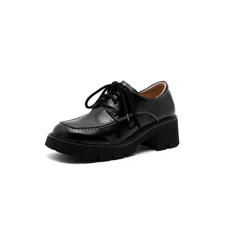 New 2022 Spring Genuine Leather Platform Round Toe New Woman Shoes Casual Loafers atos De Mujer Women Lace-up 2bb1