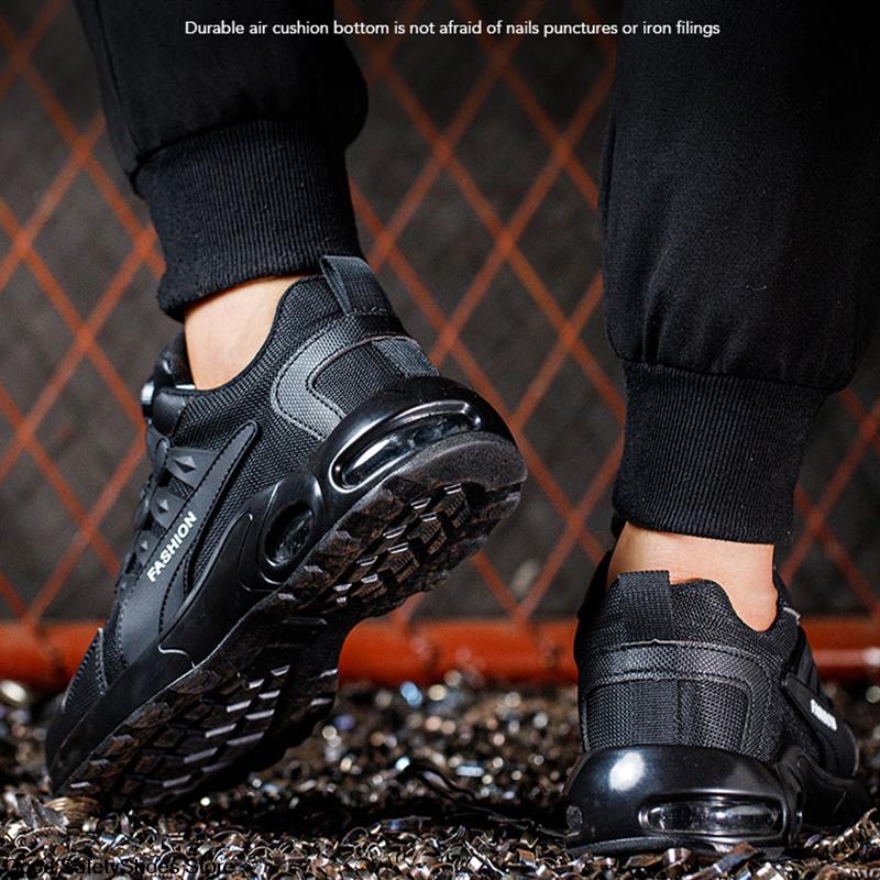 Safety Breathable Rotating Button Air Cushion Men Protective Shoes Anti-smash Anti-puncture Work Boots c57a