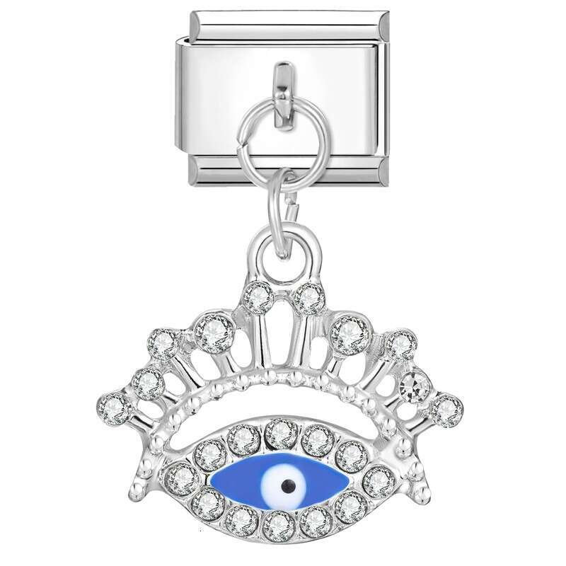 New Women's Gift Blue eyes Pendant Italian Charms Links Bangle Beads Fit 9mm Stainless Steel Bracelet Making DIY For Women Fashion Jewelry