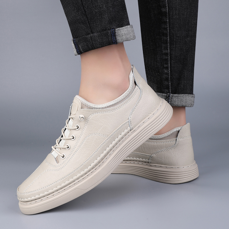 Genuine Leather Sneakers for Men: Casual, Comfortable 2024 Lace-Up Skate Shoes 4 Comtable