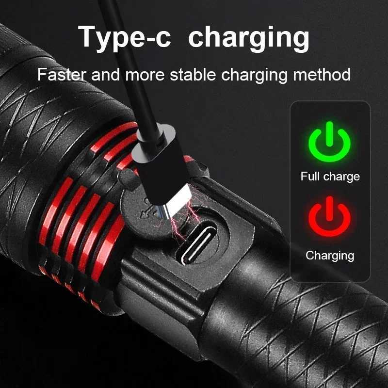 Powerful charging function LED flashlight waterproof alloy hand light 1000 meter ultra bright flashlight outdoor zoom tactical lightW240903