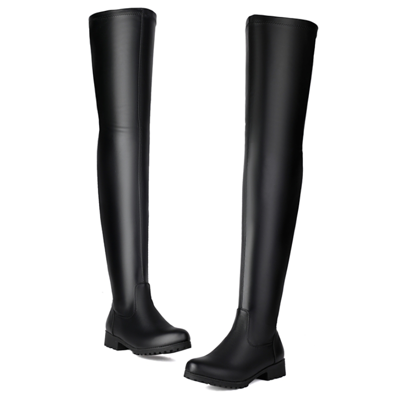 Women's Over the Knee High Boots Autumn Winter Shoes Elastic Black White Long Thigh High Boot Ladies Party Shoes Large Size 45