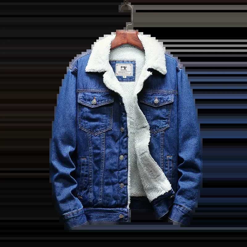 Autumn and winter new denim jacket mens thick jacket loose and loose cotton casual denim clothing W240914