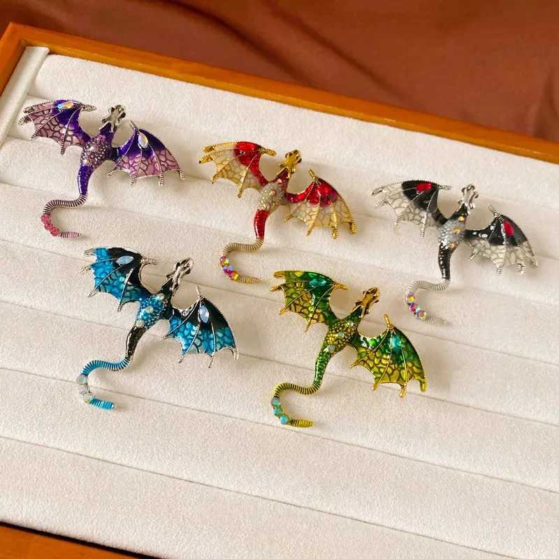 Colorful Zircon Enamel Flying Dragon Brooch For Women Men Unisex Suit Coat Scarf Brooches Pins Party Casual Jewelry AccessoriesX240914