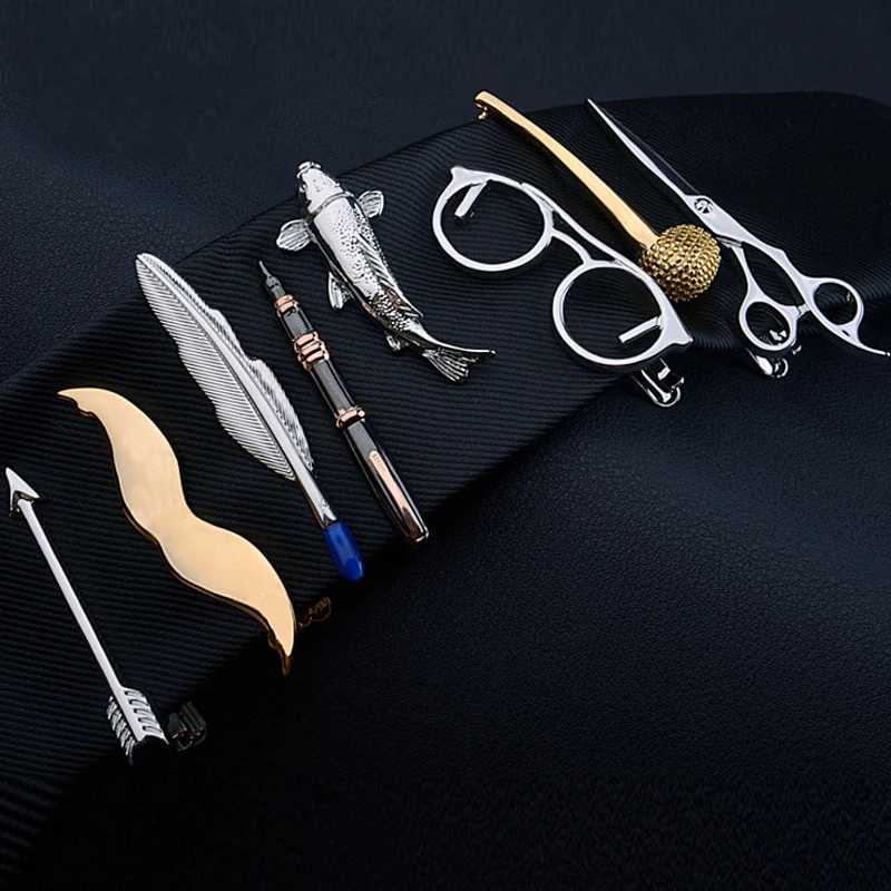 Glasses Car Airplane Fork Spoon Shape Metal Tie Clip For Men Necktie Clips Pin Clasp Clamp Fashion Male Shirts Charm Party GiftsX240914
