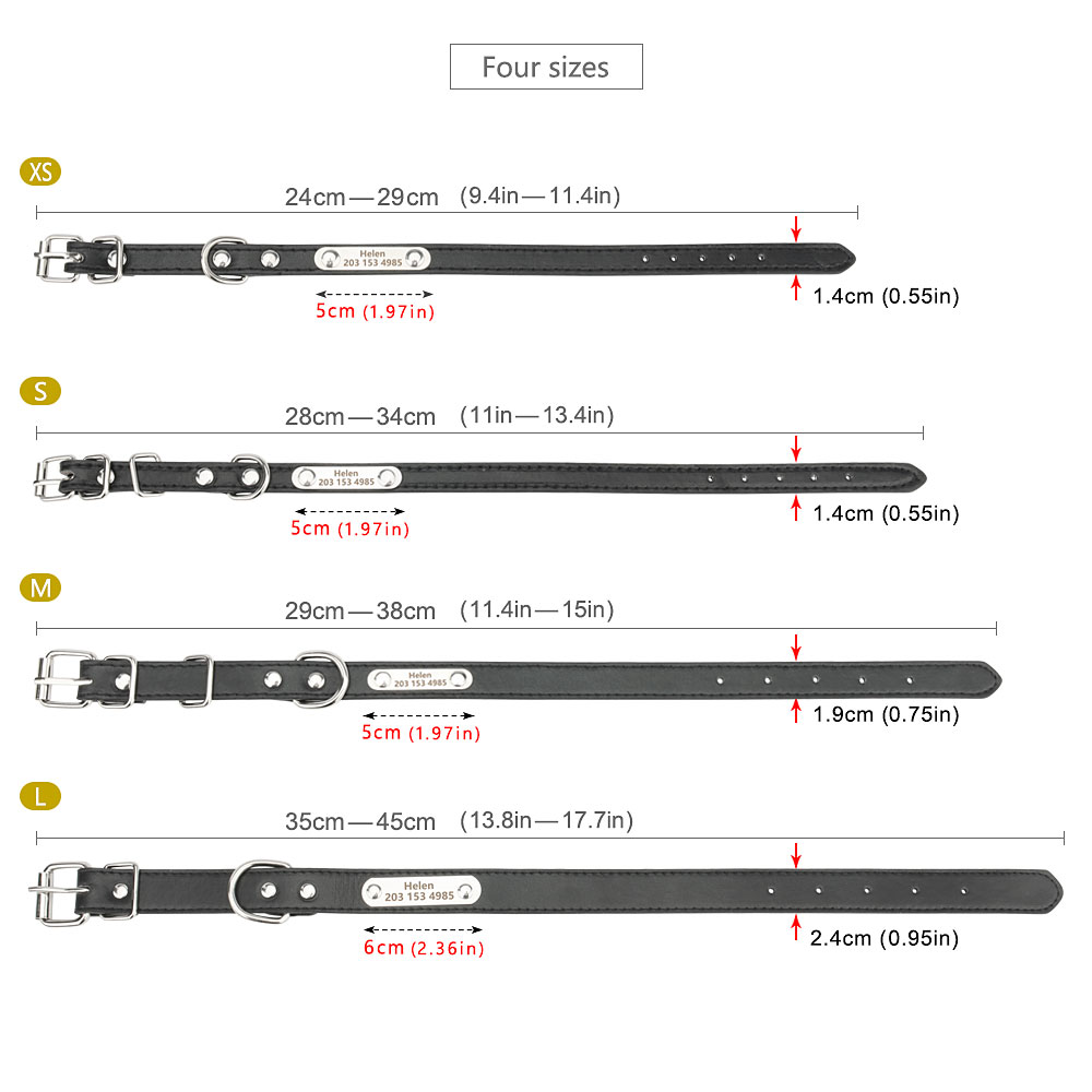 Custom Leather Pet Dog Collars Engraved Personalized Dog ID Tag Collar Leash Lead for Small Medium Large Dogs Adjustable Collar