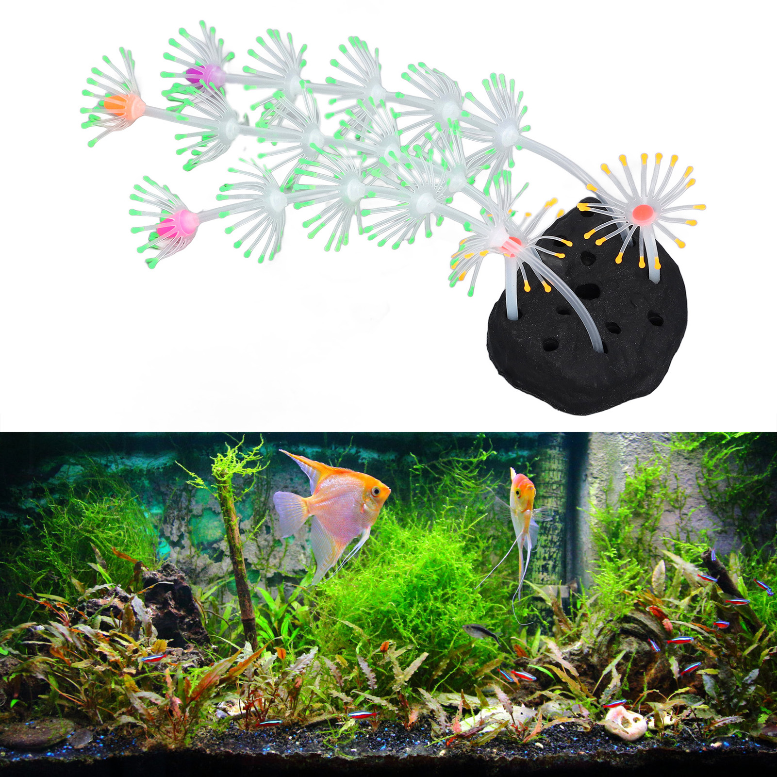 Silicone Glow Fish Tank Decorations, Artificial Coral Ornament, Innovative Landscaping, Glowing, Aquarium