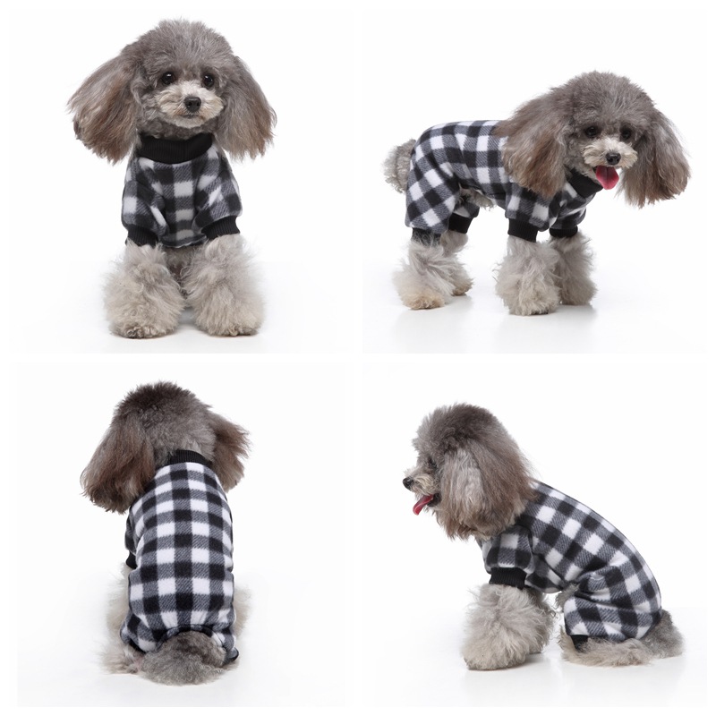 Buffalo Dog Pajamas Red Plaid Dog Jumpsuit 4 Legs Plaid Pet Doggie Apparel Cat Onesie Pjs for Small Medium Dog Sleeper Suits