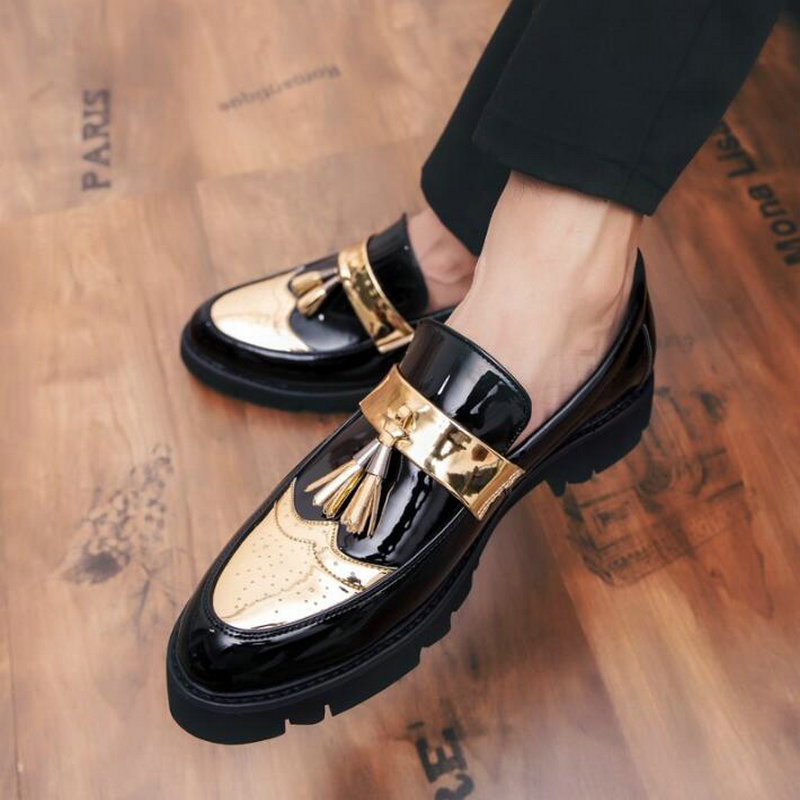 New Male Brogue italian tassel business Wedding shoes Men Black leather formal dress flats designer Moccasins shoes 56t