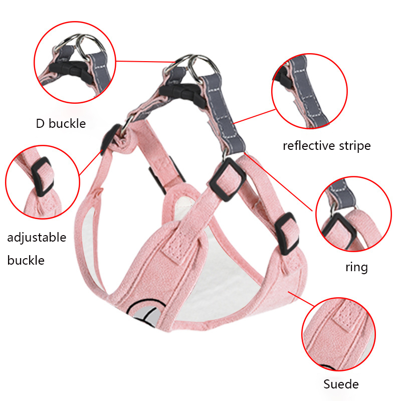 Reflective Pet Harness Strap Leash Set Adjustable Small To Medium Dog Vest Style Dog Chest Strap Dog Leash for Cats and Puppies