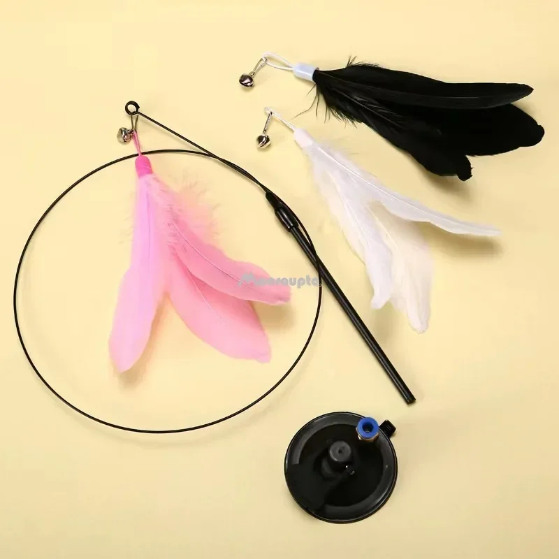 1Pc Cat Teaser Stick Interactive Toy Feather Teaser Stick Wand Pet Feather Refill Replacement Catcher Product For Cat Exercise