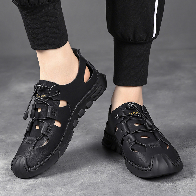 Handmade Brand Summer Leather Breathable Men Original Sandals Designer Moccasins Men's Slippers dfd7 's