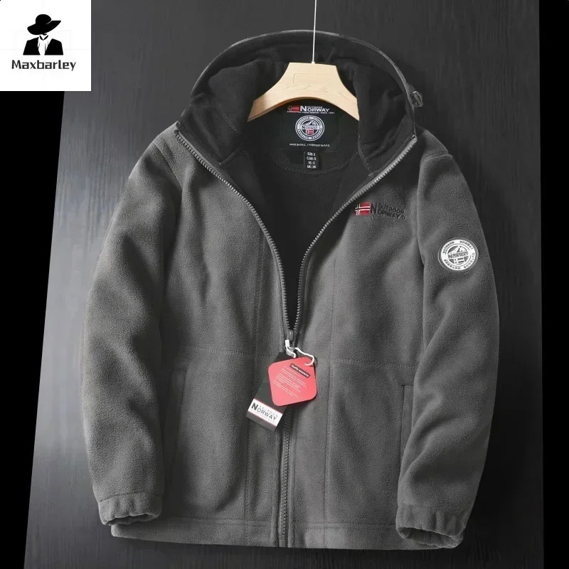 winter wool jacket highend embroidery thick windproof outdoor snow cold proof mens warm hooded 240904