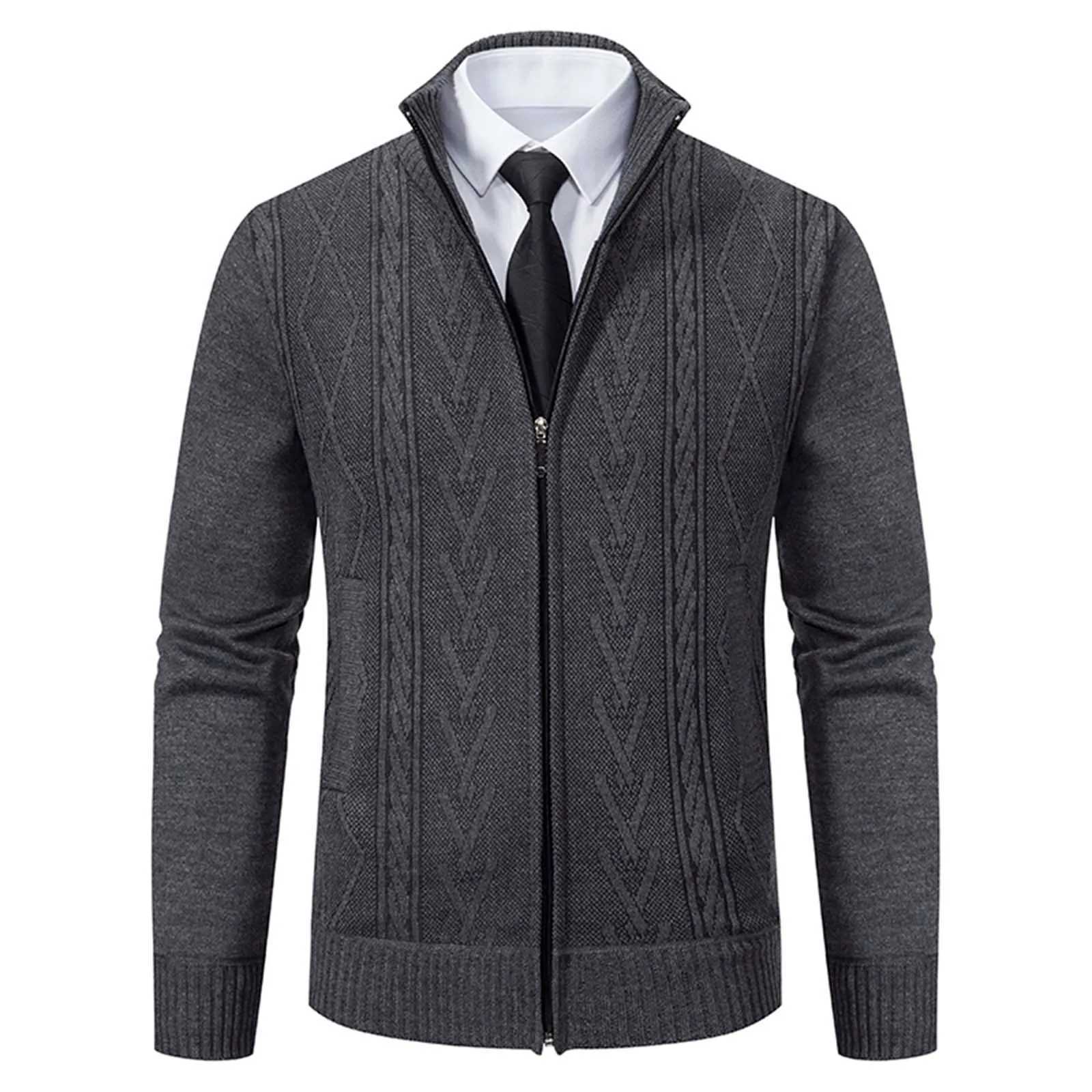 Man Knit Sweater Cardigan Mens Y2K Zipper Sweater 2024 Male Luxury Solid Color Jersey Casual Business Warm Jumper Harajuku CoatXJ240907