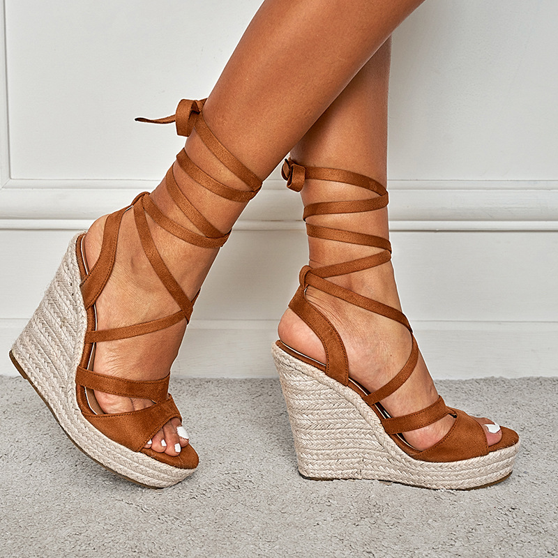 Womens Fashion Shoes 2024 Clogs Wedge Sandals Straps Large Size Suit Female Beige Summer Heels Comfort Platform New Thic 31a6