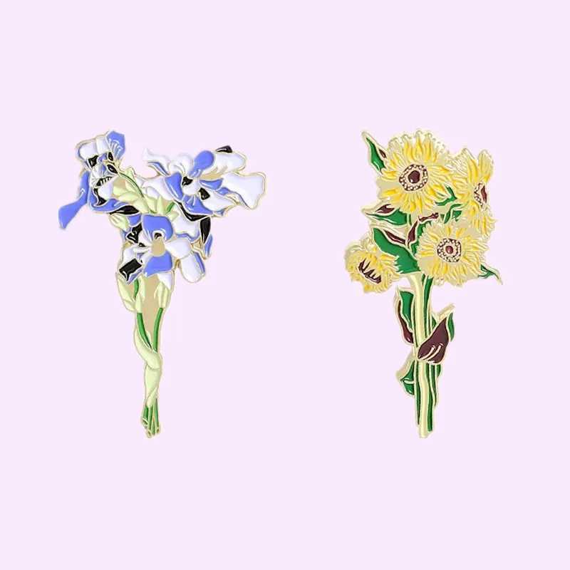Morning Glory Sunflower Enamel Pins Loving Your Life Brooches Lapel Backpack Badges Wholesale Plant Pin Jewelry Gifts for FriendX240914