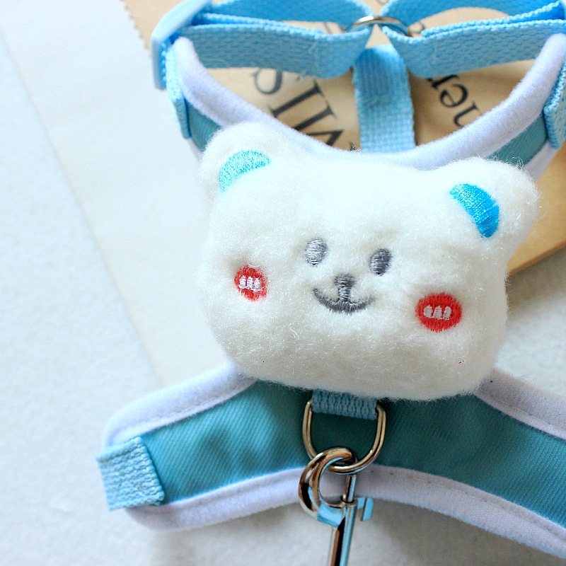 Pet Harness and Leash Set Small Dog Pet Dog Outing Cute Little Bear Undecorated Teddy Panda Cat Leash Dog Walking Leash Harness