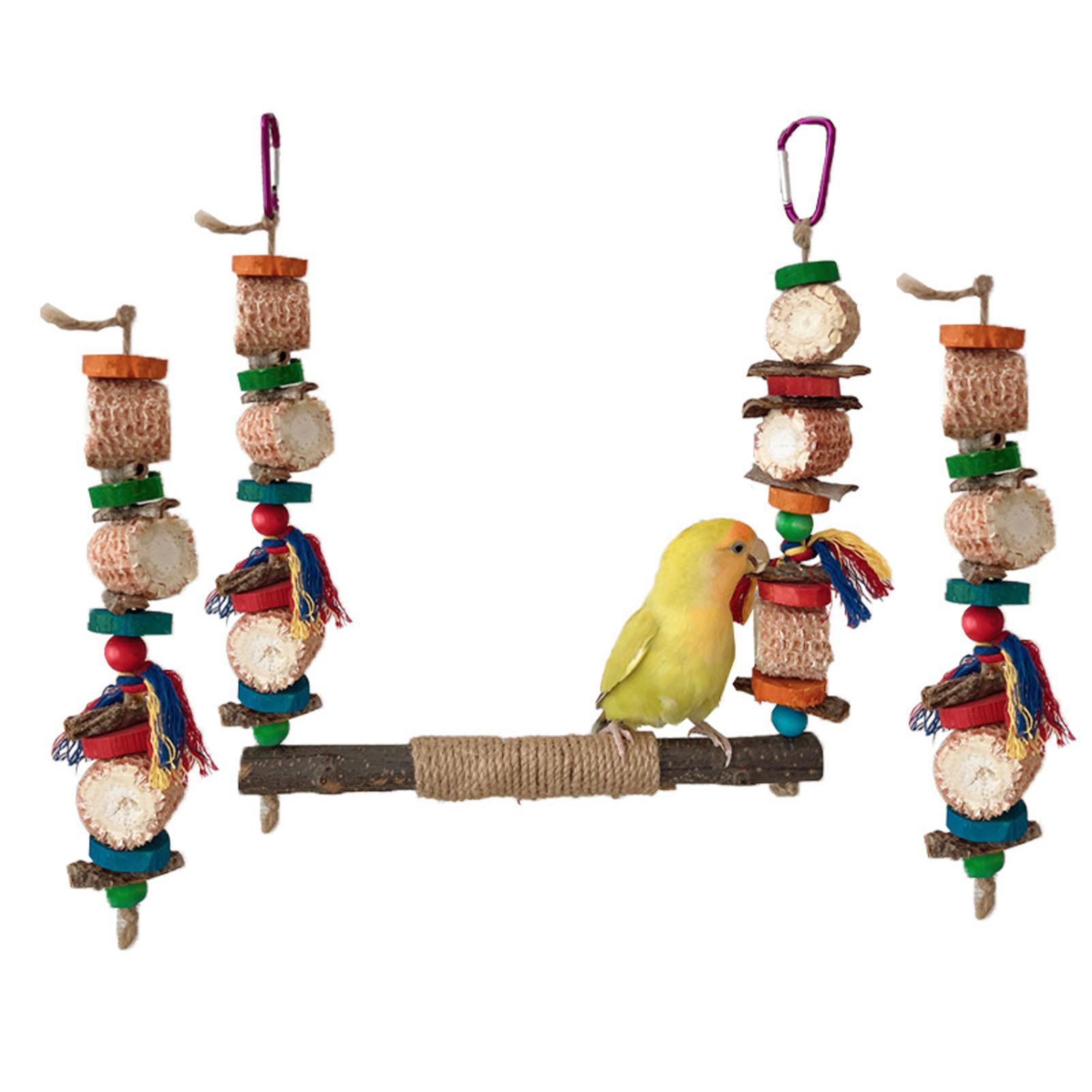 Bird Swing Chewing Toys Rich Colors Safe Corn Husk Bark Edible Coloring Matter Hanging Bird Toys For Parrot Parakeets