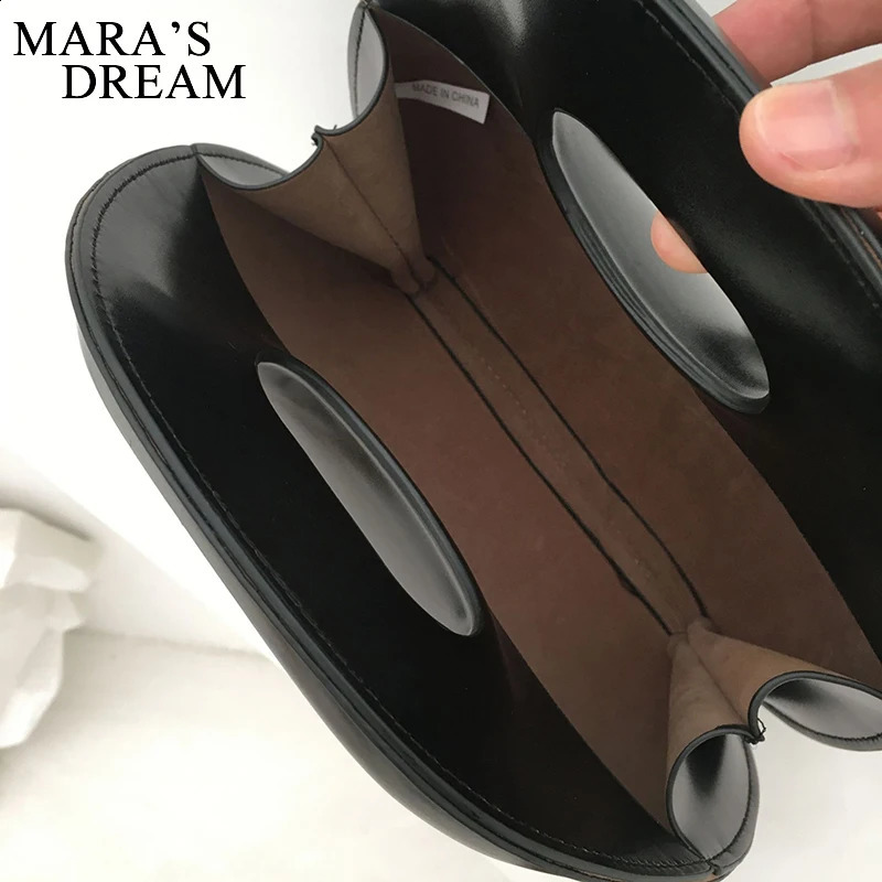 Maras Dream Fashion Womens Egg Bag Shell Shape Retro Round Womens Handbag Black Leather Bag Womens Handbag Cross Body 240912