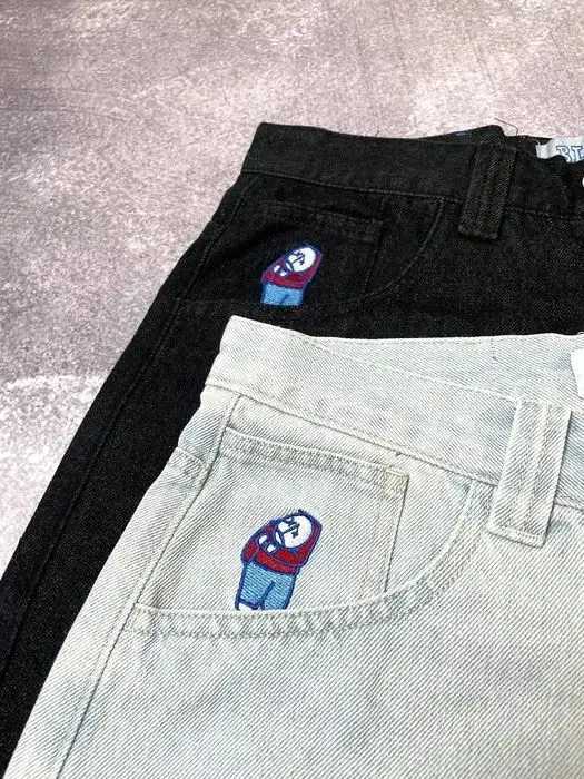 High Quality Cartoon Big Boy Embroidery Shorts for Men Y2k Vintage Baggy Hip Hop Denim Shorts Harajuku Fashion Streetwear JortsX240914