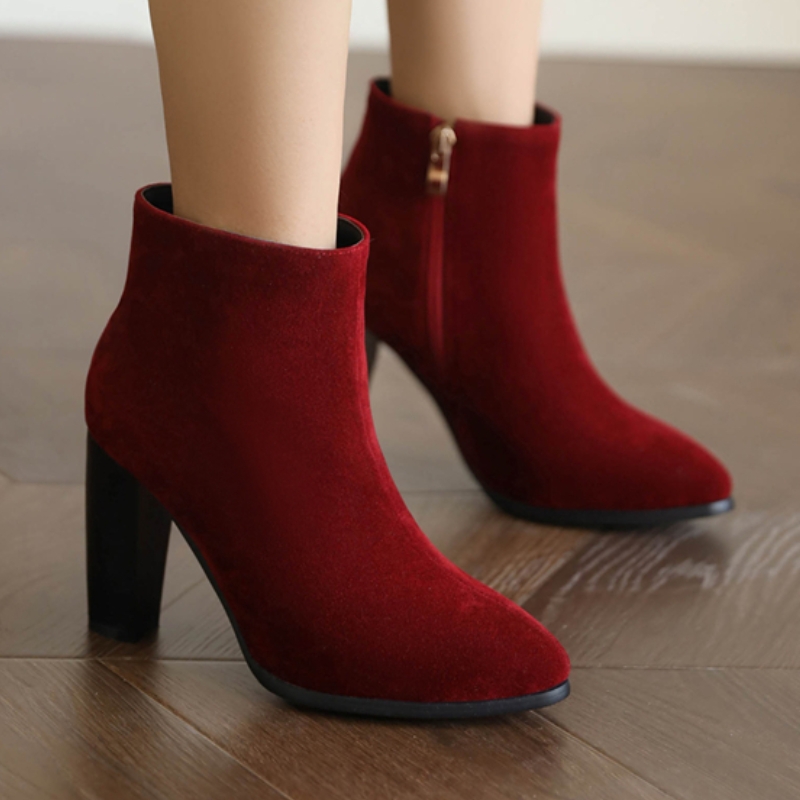 Ankle Women's Boots Autumn Winter High Heels Short Boot For Women Red Black ck Party Shoes Female Large Size 45 47 dd07