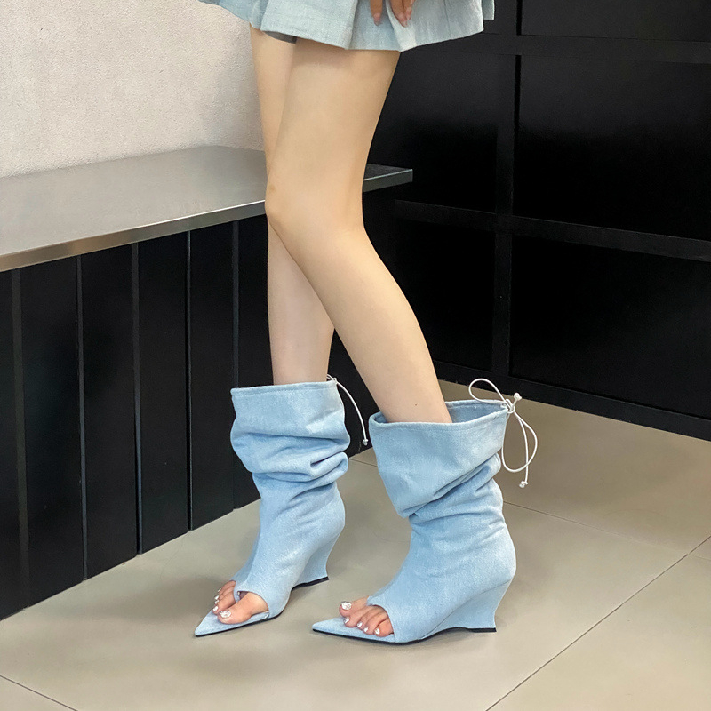 Autumn Summer New Solid Color High Heel Cool Boots Spicy Girl Internet Celebrity Temperament Pointy Wedges Fashion Women Sandal ba73 dh5367242