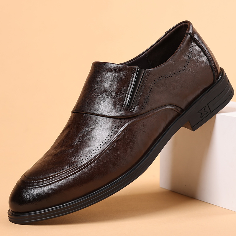 New Shoes for Men Genuine Leather Dress Shoes Concise Designer Pointed Toe Casual Business Shoes Wedding
