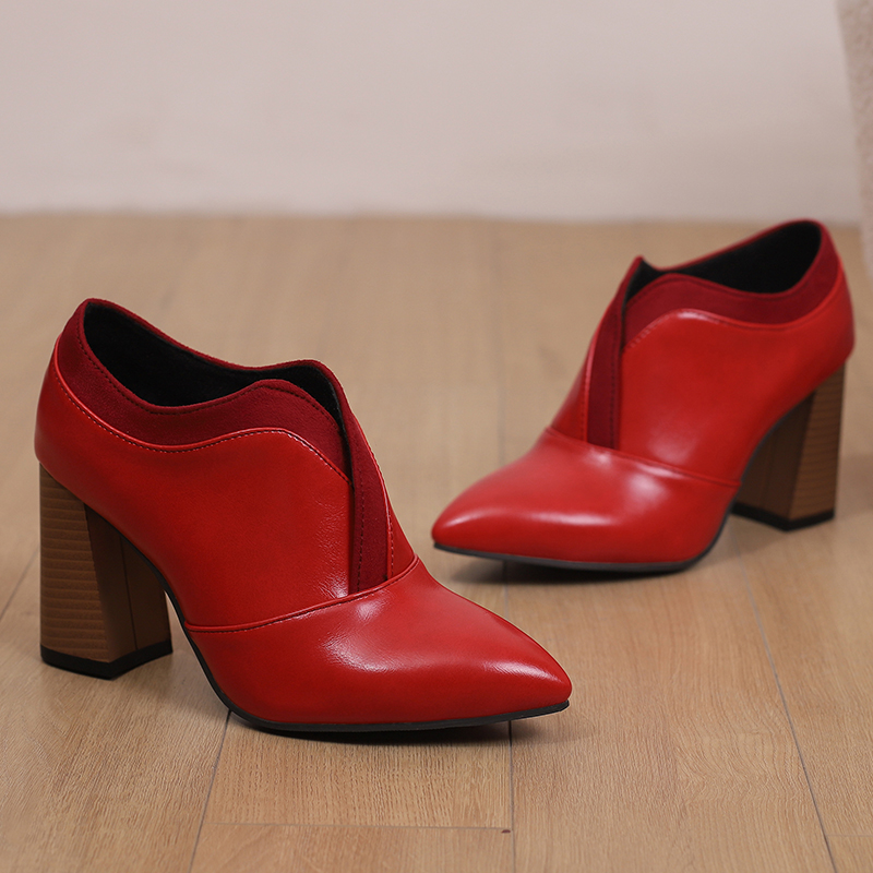 Ankle Women's Boots New 2024 Elegant Block High Heeled Short Boot Dance Party Wedding Shoes Lady Large Size 44 48 50 41f0